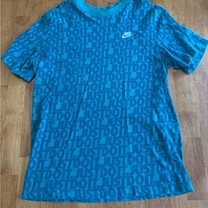 Nike Turquoise Blue 'Just Do It' Repeat Logo Tee